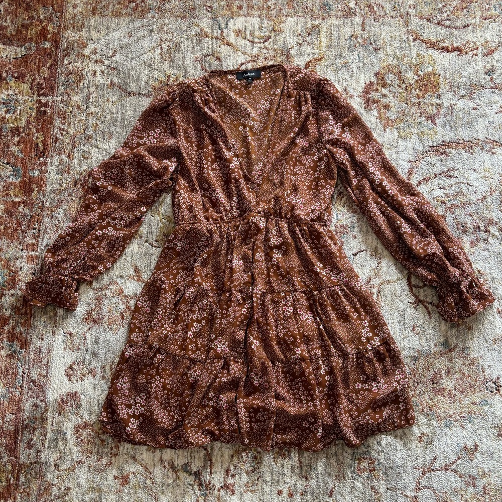 🤎🌸BROWN FLORAL DRESS🌸🤎